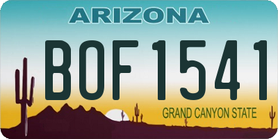 AZ license plate BOF1541