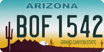 AZ license plate BOF1542