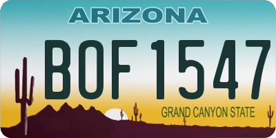 AZ license plate BOF1547