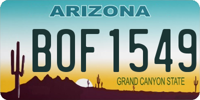AZ license plate BOF1549