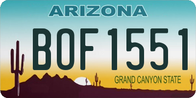 AZ license plate BOF1551