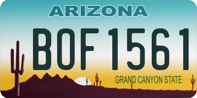 AZ license plate BOF1561
