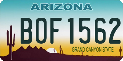 AZ license plate BOF1562