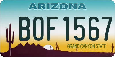 AZ license plate BOF1567