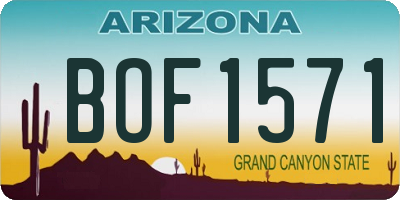 AZ license plate BOF1571