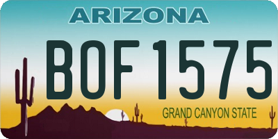 AZ license plate BOF1575