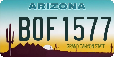 AZ license plate BOF1577