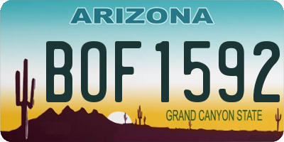 AZ license plate BOF1592
