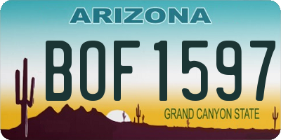 AZ license plate BOF1597