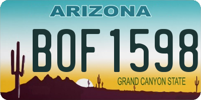 AZ license plate BOF1598