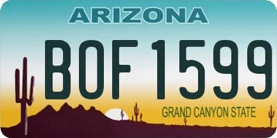 AZ license plate BOF1599