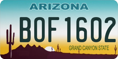 AZ license plate BOF1602