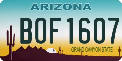 AZ license plate BOF1607