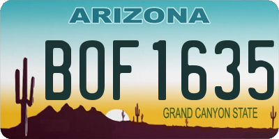 AZ license plate BOF1635