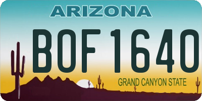 AZ license plate BOF1640