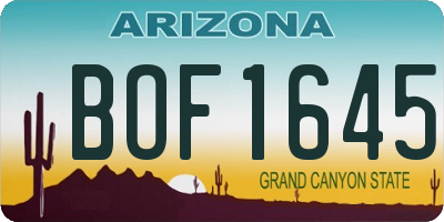 AZ license plate BOF1645