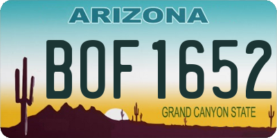 AZ license plate BOF1652