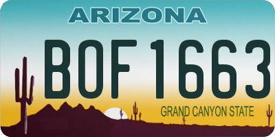 AZ license plate BOF1663