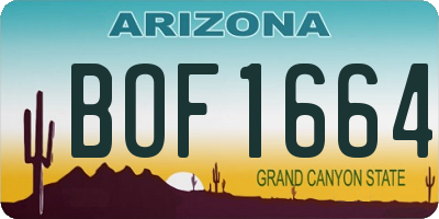 AZ license plate BOF1664