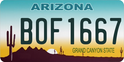 AZ license plate BOF1667