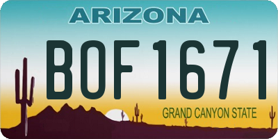 AZ license plate BOF1671