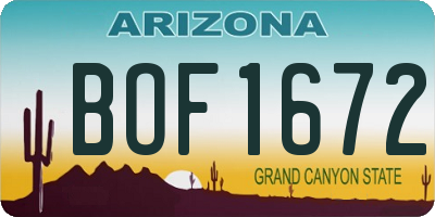 AZ license plate BOF1672