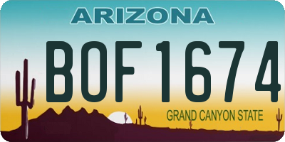 AZ license plate BOF1674