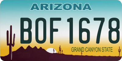 AZ license plate BOF1678