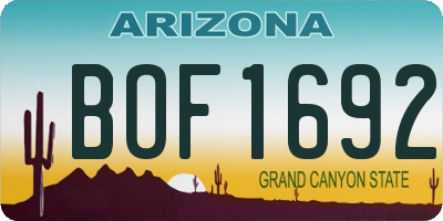 AZ license plate BOF1692