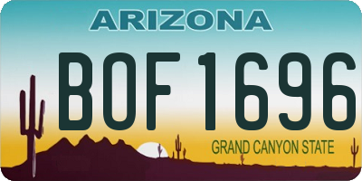AZ license plate BOF1696