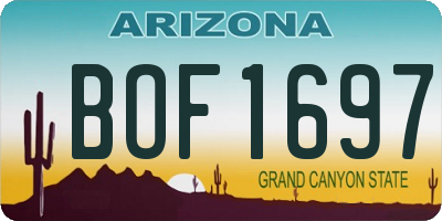 AZ license plate BOF1697