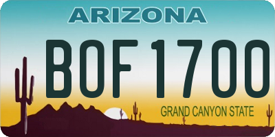 AZ license plate BOF1700