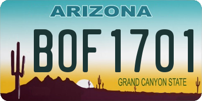 AZ license plate BOF1701