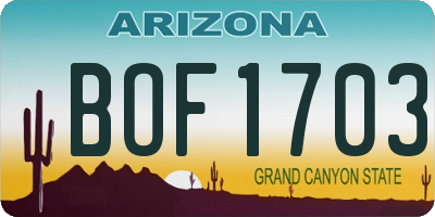 AZ license plate BOF1703