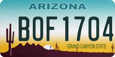 AZ license plate BOF1704