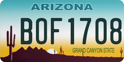 AZ license plate BOF1708