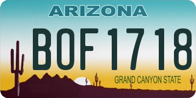 AZ license plate BOF1718