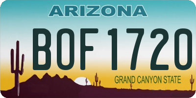 AZ license plate BOF1720