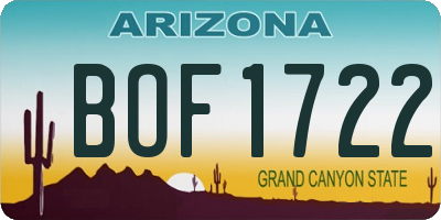 AZ license plate BOF1722
