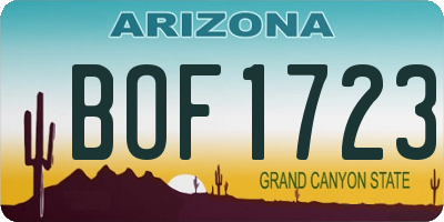 AZ license plate BOF1723