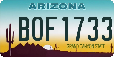 AZ license plate BOF1733