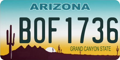 AZ license plate BOF1736