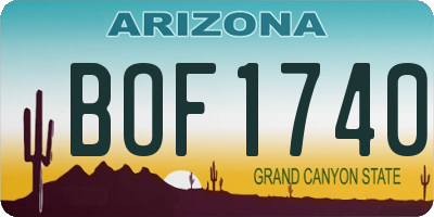 AZ license plate BOF1740
