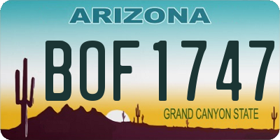 AZ license plate BOF1747
