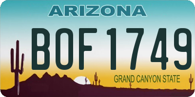 AZ license plate BOF1749