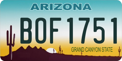 AZ license plate BOF1751