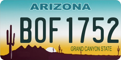 AZ license plate BOF1752