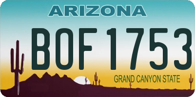 AZ license plate BOF1753