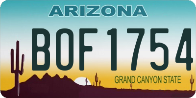 AZ license plate BOF1754