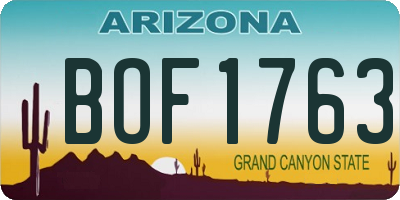 AZ license plate BOF1763